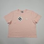 Eleven Degrees Womens T Shirt Pink 12 UK Cotton Crop Top Short Sleeve Logo Print