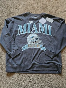 New Miami Dolphins Women's Gameday Couture Charcoal Gray Sweater Size Large - Picture 1 of 4