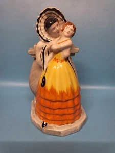 Myott & Sons Art Deco Vase Pierrot and Columbine Hand Painted 8" - Picture 1 of 10