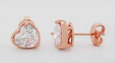 СЕРЬГИ-ГВОЗДИКИ С БЕЛЫМ САПФИРОМ AAA 2,74 карата ПОКРЫТИЕ РОЗОВЫМ ЗОЛОТОМ 14 карат - сделано в США - Изображение 1 из 4