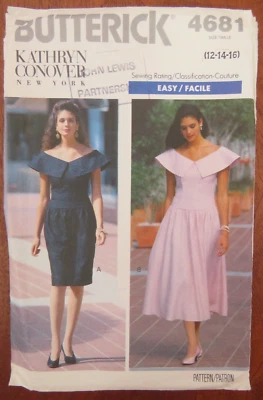 Butterick 4681 Sewing Pattern Kathryn Conover ladies Drop Waist Bodice Dress 12 - Image 1 of 4