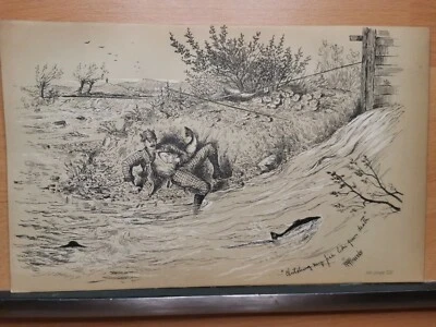1885Original Forers Sporting Sketches Vintage Retro Design Kupferstich Fisching  - Bild 1 von 4