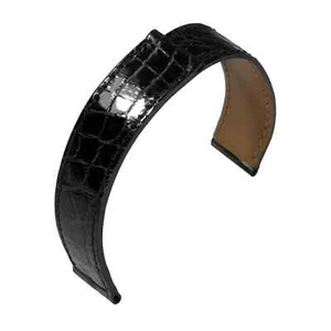 Uhrenarmband Faltschließe Krokodilleder Schwarz von Barington/Eulit - Picture 1 of 1
