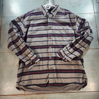 Cabelas Men Button Up  Flannel Shirt Gray XL Southwestern Long Sleeve Pockets - Image 1 of 4