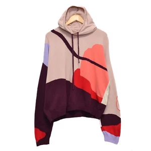 IVKO Intarsia Rosewood Hoodie Sweater Size 40/L Made in Serbia - Picture 1 of 8