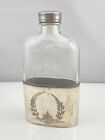 Antique Silver Plated Glass Hipflask With Tot Cup Screw Cork Lid No Cracks