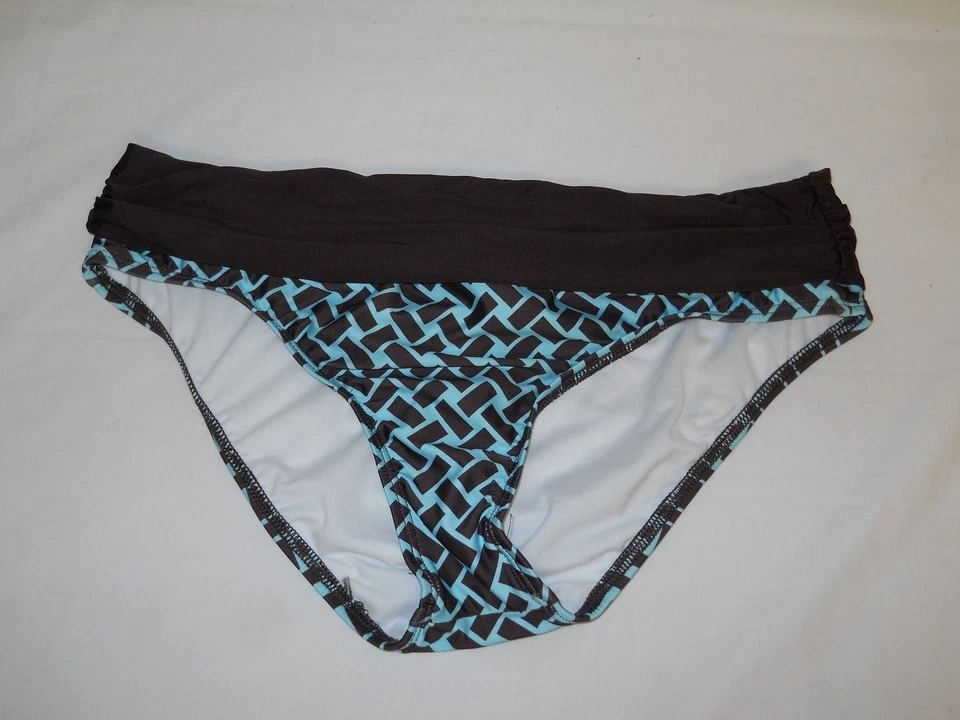 Antonio Melani Mediano Nuevo Mujer Marrón Aqua Bandas Bikini Parte Inferior Traje de Baño Foto 1 de 3