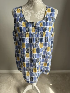 SEASALT 'CARNINNEY TOP' LIGHTWEIGHT COTTON, SLEEVELESS, BLUE/YELLOW, SIZE 14 VGC - Picture 1 of 11