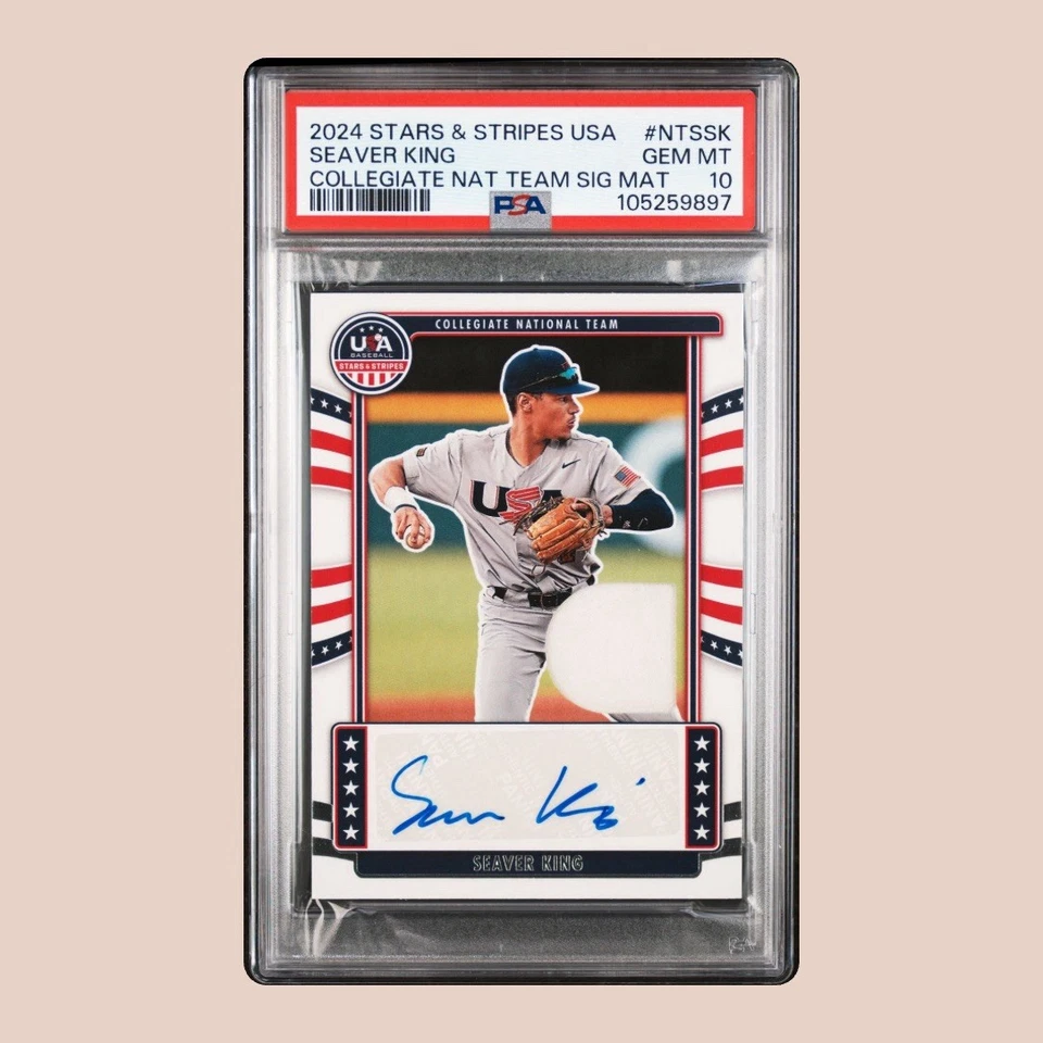 2024 Stars & Stripes Collegiate Signatures Seaver King RPA 77/199 PSA 10 - POP 1 - Image 1 of 1
