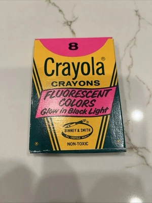Vintage New Crayola Fluorescent Crayons Binney & Smith 8 Count Unused Rare - Image 1 of 4