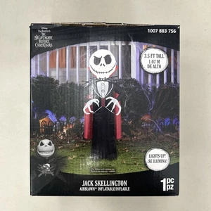 Gemmy Airblown inflable Jack Skellington como vampiro Halloween 3,5 pies negro - Imagen 1 de 2