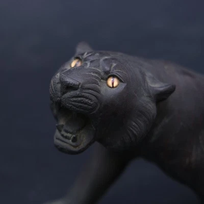 Ancien tigre japonais en bronze d'époque Meiji signé 塚原常光 joko... - Photo 1/4