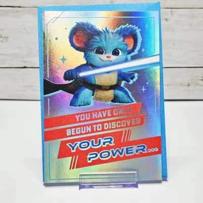 Tarjeta de felicitación de cumpleaños Hallmark 5x7 Young Jedi azul plata Power Kids Foto 1 de 4