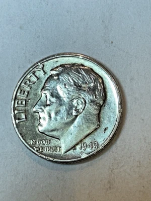 1949 D Roosevelt Dime 90% Silver-Good Condition - Image 1 of 2
