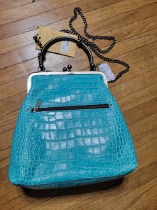 Bolso de Mano Patricia Nash 2010 Cuero Aqua Novella Estampado de Cocodrilo 10 Aniversario Nuevo con Etiquetas - Imagen 1 de 3