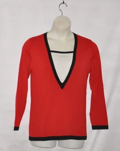 Linea by Louis Dell'Olio V-neck Sweater Size S Red/Black - Picture 1 of 2