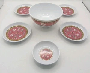 Chinese 6 Piece Bowl/Side Dishes Soy Sauce Tar Hong Melamine Ware Longevity - Picture 1 of 12