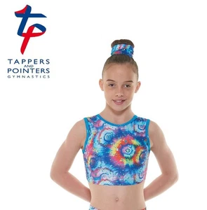 Tappers & Pointers Gymnastic Aqua Hologram Meteor Multi Coloured Crop Top - Picture 1 of 1