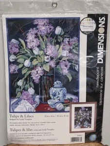 Dimensions Needlepoint Kit Tulips & Lilacs 20067 Linda Tompkin NIP Sealed - Picture 1 of 5