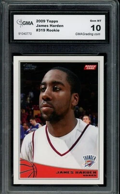 2009-10 Topps JAMES HARDEN #319 Rookie Card GMA 10 GEM MT RC - Image 1 of 4