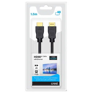 Cable HDMI Crest Premium 1,5 m placa dorada alta velocidad y Ethernet Full HD TV plomo - Imagen 1 de 3