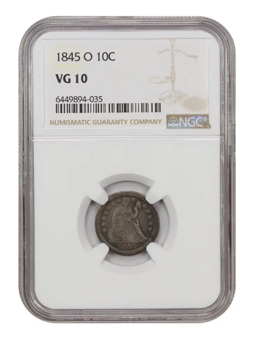1845-O 10c NGC VG-10 Cover