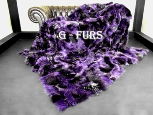 Luxury Real Violet Fur Fox Fur blanket - Picture 1 of 5