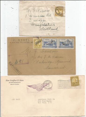 8-cent Grant stamp on two better covers and wrapper, perfin, to Scotland, etc.