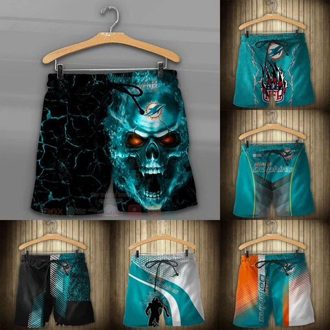 Miami Dolphins Men's Quick Dry Beach Shorts Summer Beach Surf Board Swim Trunks Cover