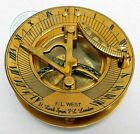 Antique Brass Sundial Compass Pocket Compass Lock Spun Marine Handmade Item gift