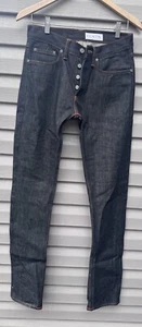Gustin Selvedge Jeans Mens 31x34 Slim Fit Blue Raw Denim Red/White Stripe #66 - Picture 1 of 8