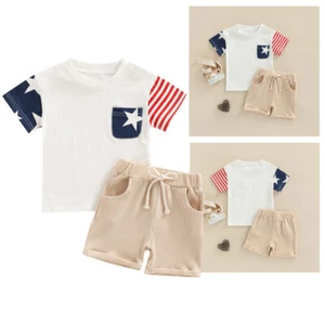 Toddler Infant Baby Boy’s T-shirt and Shorts Independence Day Short Sleeve Set - Picture 1 of 12