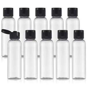 10pcs Travel Bottles Empty 2oz Amber Squeeze Plastic Cosmetic Container Flip Cap - Picture 1 of 5