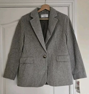 Helene Berman Long Sleeve Wool Blend Blazer Jacket, Light Grey, Size UK 10 - Picture 1 of 5