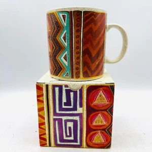 Laurel Burch Mug “Native Rhythm”.   Beige w/ Gold Orange Purple . 12 oz NIB - Picture 1 of 2