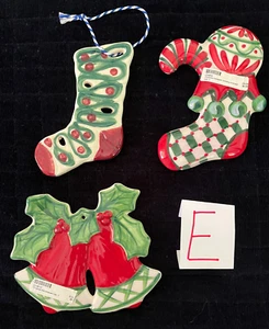 Vintage NOS Gail Pittman Pottery Ceramic Christmas Ornaments Hand Painted LOT E - Picture 1 of 12