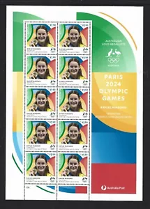 AUSTRALIA 2024 KAYLEE McKEOWN 200m BACKSTROKE PARIS OLYMPIC GOLD Sheet #10 MNH - Picture 1 of 1