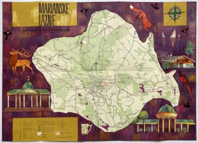 Original Vintage Map MARIANSKE LAZNE - SPA - NATURE - CZECHOSLOVAKIA - 1964 - Image 1 of 4