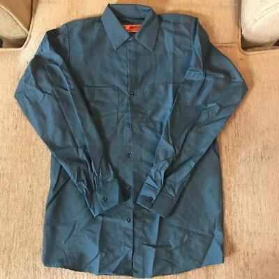 Camisa Red Kap Para Hombre Manga Larga Industrial Verde Trabajo Mecánico Uniforme Nuevo Foto 1 de 4