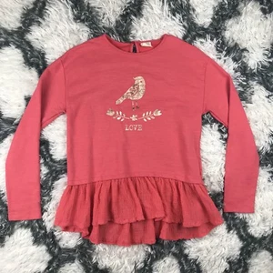 Zara Girls Children's Soft Collection Shirt Long Sleeve Size 13/14 Bird Love - Picture 1 of 10