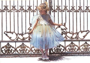Steve HANKS " Hold Onto the Gate " Limited Edition Canvas Angel girl - Picture 1 of 9