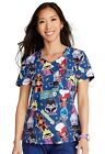(S) Tooniforms disney villains Rounded Print V-Neck Top in Not Sorry