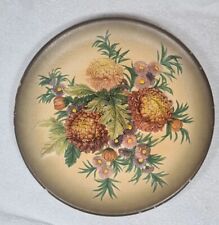 Bossons Floral Hand Painted Chalkware Plaque 3D Plate 1950's Chrysanthemums 13" 