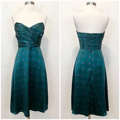 Винтажное платье Betsey Johnson 90-е Y2K Шелк Атласный Бирюзовый Whimsigoth Fairy Размер 4 - Изображение 1 из 4