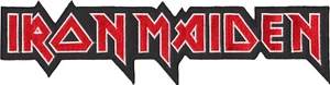 Parche - Iron Maiden logotipo rojo y negro metal pesado parche trasero grande hierro en #57064 - Imagen 1 de 1