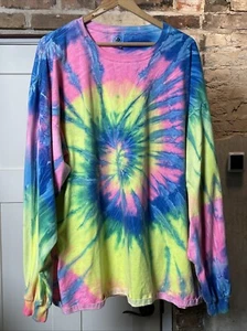 Authentic Pigment Garment Tie Dyed Pastel Long Sleeve T Shirt Size 2XL - LOOK - Picture 1 of 7