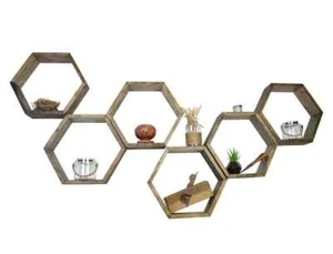 Hexágono Estanterías Madera Estante 6 Pices Juego Flotante Único Estilo Regalo - Imagen 1 de 8