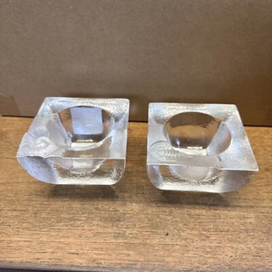 KOSTA BODA Klar Fossil Art Glas Kerzen-/Teelichthalter Kjell Engman Schwedisch 2 - Bild 1 von 5