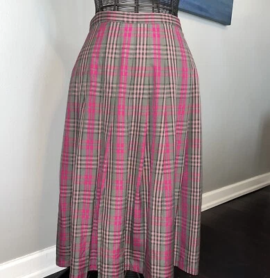 Vintage Pendleton Tartan Plaid Pleated Skirt Size 16 EUC Pink and Gray - Image 1 of 4