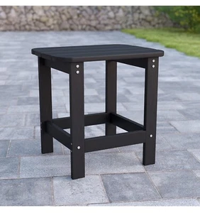 Charlestown All-Weather Poly Resin Adirondack Side Table BLACK Flash Furniture - Picture 1 of 8